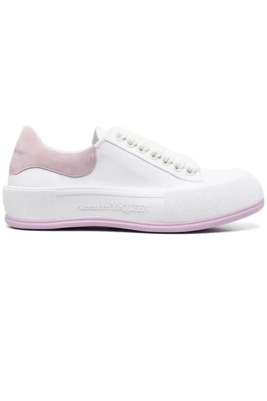 Alexander McQueen Deck Skate Plimsoll Lace-Up White Pink (Women’s) (654593W4MV79490)