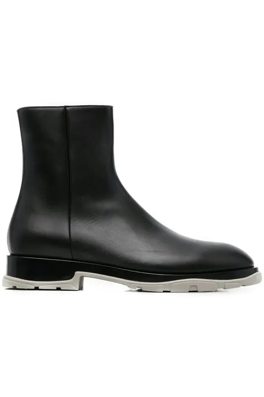 Alexander McQueen Half Leather Boot Black Grey (682816WHFLF1002)