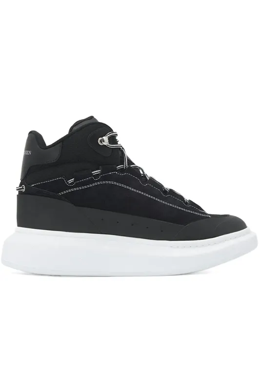 Alexander McQueen High Top Skate Sneaker Black White (682498WIBN71070)