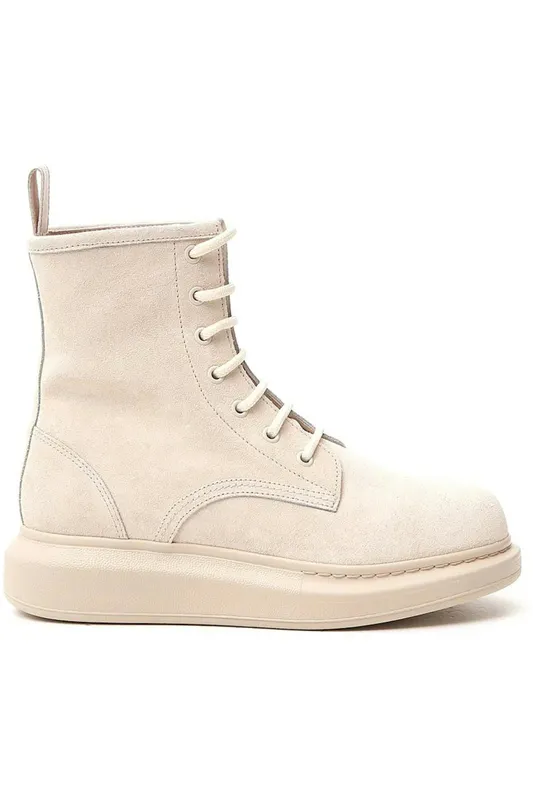 Alexander McQueen Hybrid Chelsea Boot Beige Suede (Women’s) (586394WHXK12222)