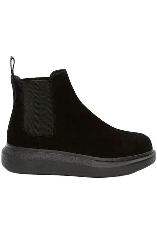 Alexander McQueen Hybrid Chelsea Boot Black Suede (Women’s) (586398WHXK61000)