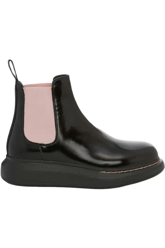 Alexander McQueen Hybrid Chelsea Boot Black Sugar Pink (Women’s) (586398WHX521123)