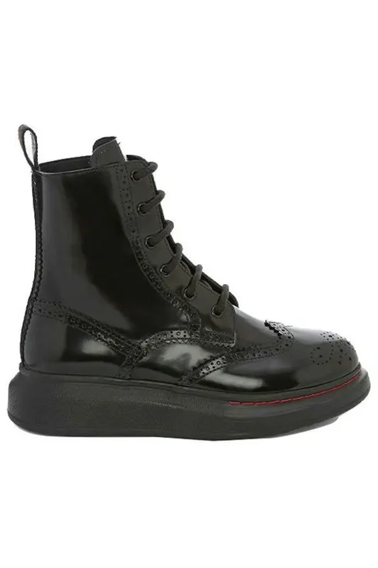 Alexander McQueen Hybrid Lace Up Boot Black (Women’s) (586402WHX511000)