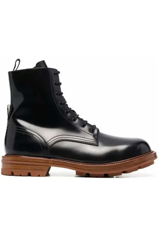 Alexander McQueen Leather Boots Black Brown (683569WHZ8J1452)