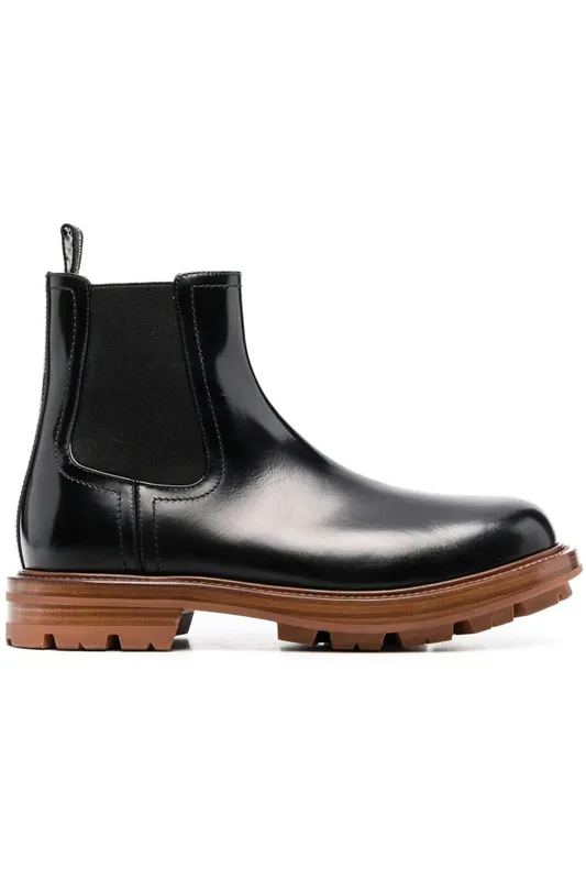 Alexander McQueen Leather Chelsea Boots Black Brown (683568WHZ8C1452)