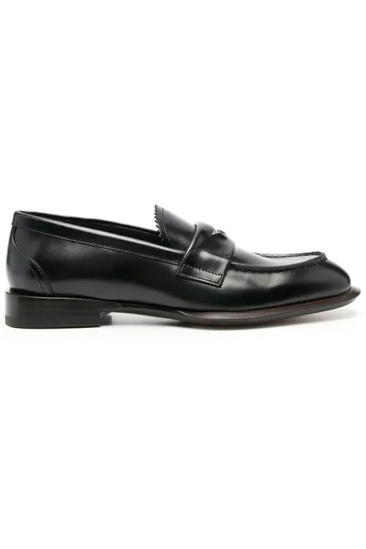 Alexander McQueen Leather Coin-Embellished Penny Loafer Black (705086WHSWJ1530)