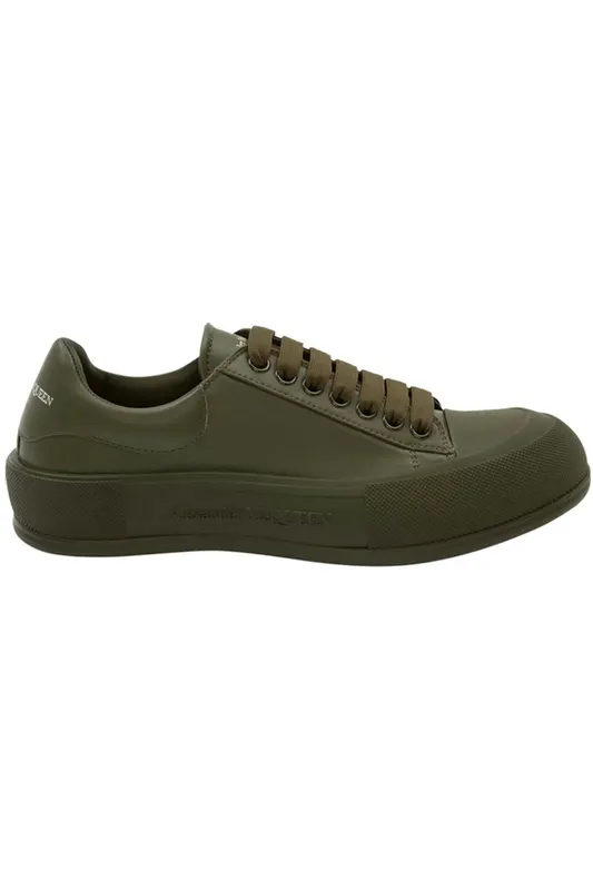 Alexander McQueen Leather Deck Plimsoll Khaki (667817WIAGC3211)