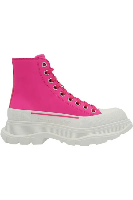 Alexander McQueen Leather Tread Slick Boot Pink White (Women’s) (702041WHZ625658)