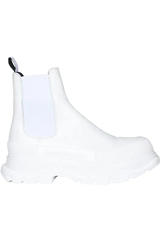 Alexander McQueen Tread Slick Chelsea Boot Leather Triple White (634617WHZ619071)