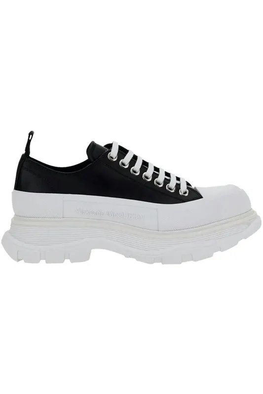 Alexander McQueen Tread Slick Low Lace Up Black Leather White (627225WHZ621071)