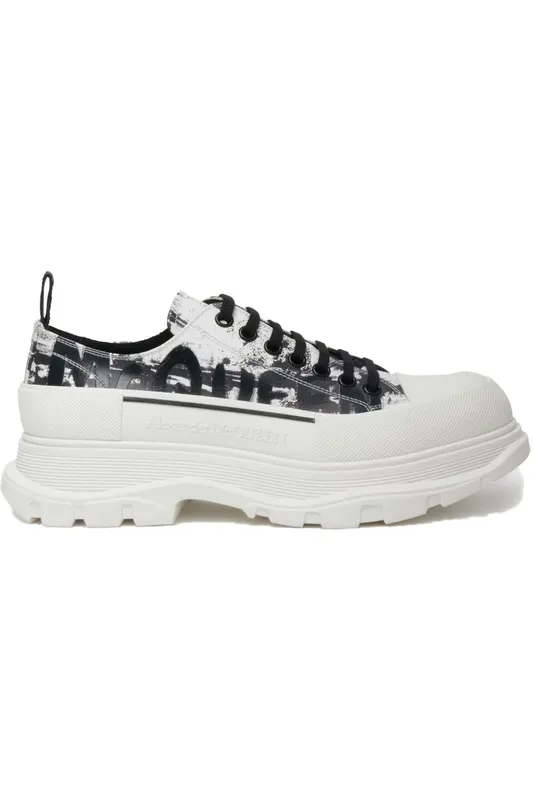 Alexander McQueen Tread Slick Low Lace Up Graffiti Black White (782456WIATT9061)
