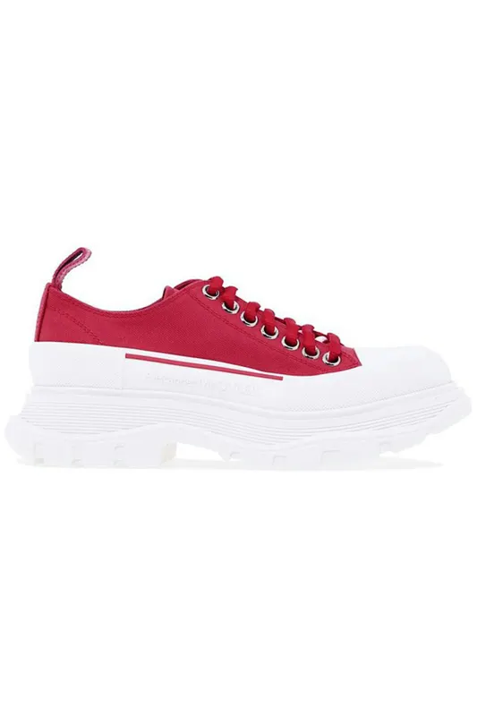 Alexander McQueen Tread Slick Low Lace Up Red White (Women’s) (697072W4U315542)