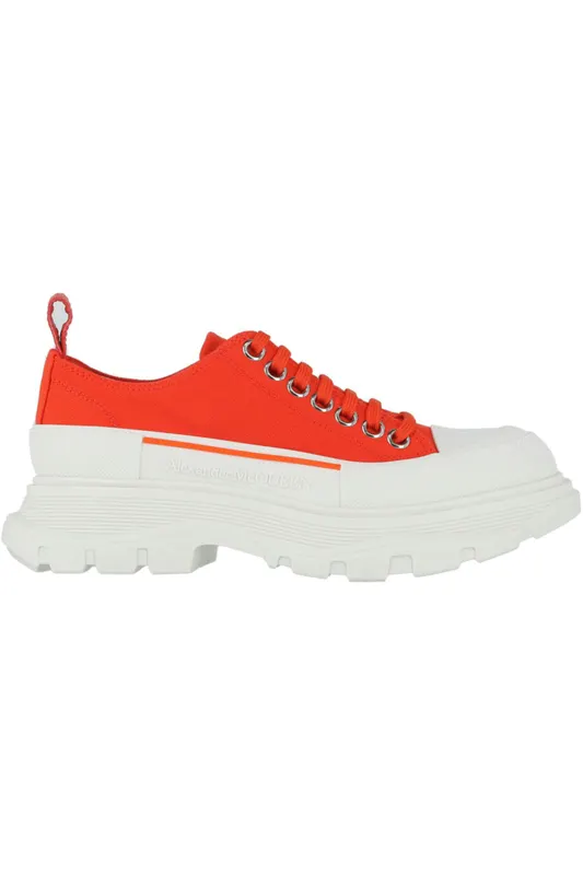 Alexander McQueen Tread Slick Low-Top Sneaker Orange White (Women’s) (697072 W4MV2 6607)