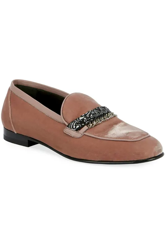 AMIRI Bandana Chain Loafers Salmon Velvet (Y0F25423VE-SAL)