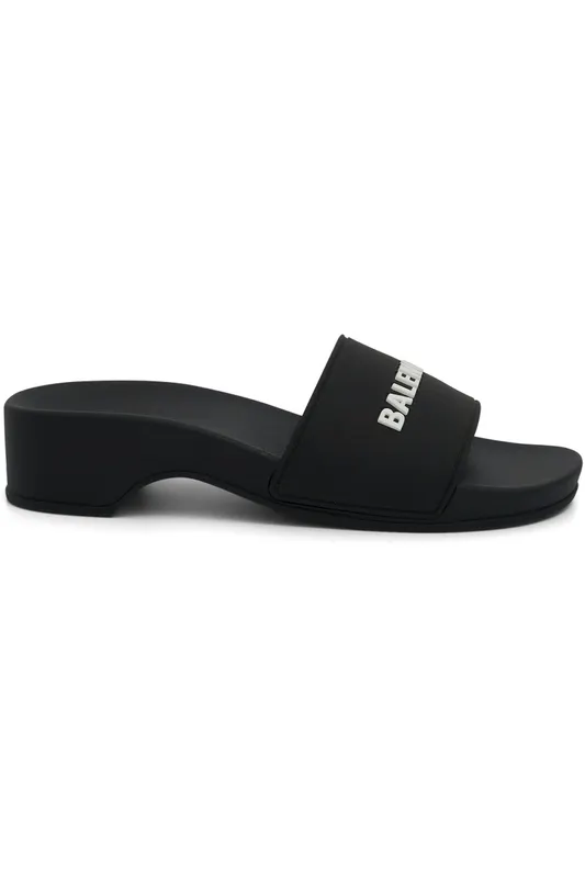 Balenciaga Logo Pool Clog Slide Black White (Women’s) (707094W1S9M1090)