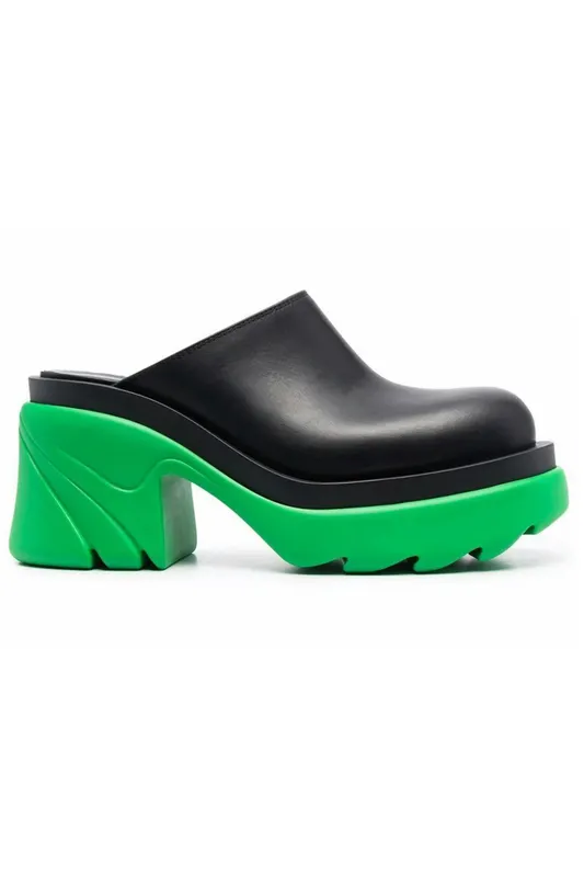 Bottega Veneta Flash Mule Black Green (Women’s) (668525VBS501476)