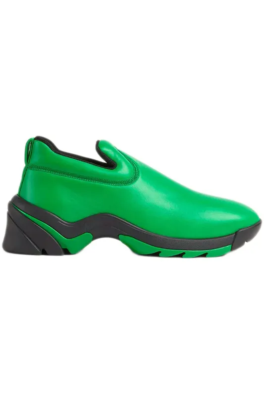 Bottega Veneta Lagoon Low Top Leather Sneaker Black Green (667069VBSD03730)