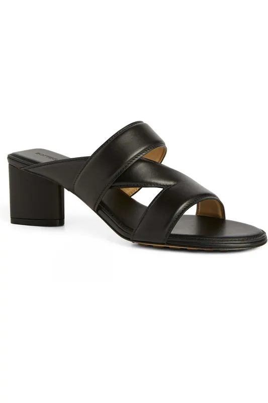 Bottega Veneta Leather Crossover-Strap Sandal Black (Women’s) (651376VBSL01000)