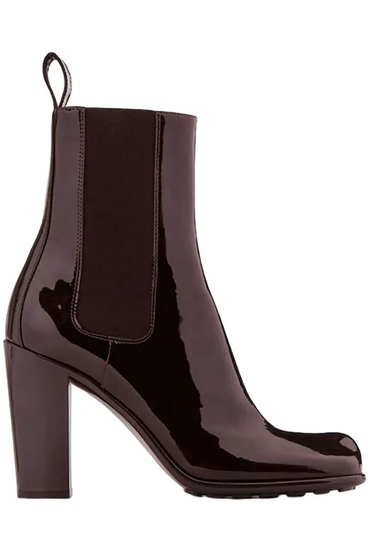 Bottega Veneta Patent Leather Ankle Boot Brown (Women’s) (684511V1AP06088)