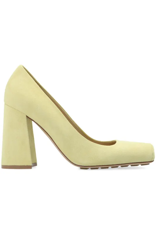 Bottega Veneta Pump Tower Suede Leather Light Yellow (Women’s) (692088V1NY09362)