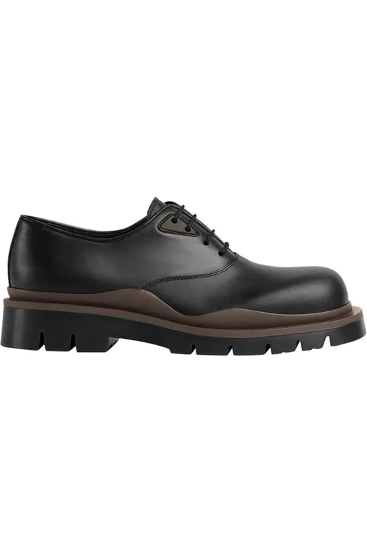 Bottega Veneta Tire Lace Up Leather Shoes Black (667073VBS501314)