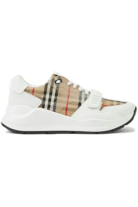 Burberry Check and Leather Sneaker White Clear Check (80708381)