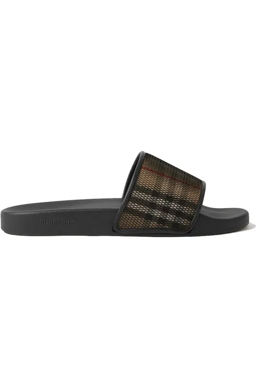 Burberry Check Cotton Mesh Slides Black (80655781/8065578)
