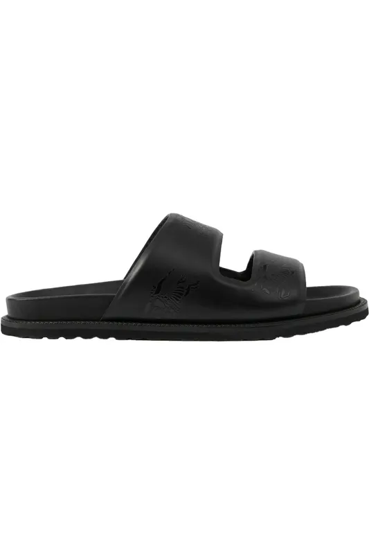Burberry Embossed EKD Slides Black Leather (80710341)