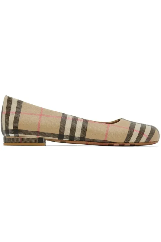 Burberry Joy Vintage Check Patent Ballerina Flat Beige (Women’s) (8046476)