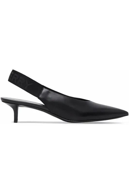 Burberry Malinda Leather Kitten Heel Slingback Pumps Black (Women’s) (8053462)
