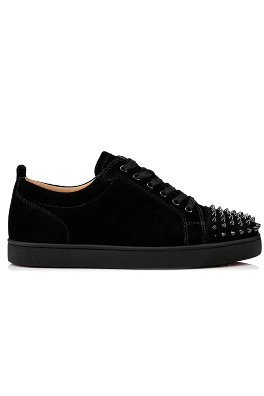 Christian Louboutin Louis Junior Spikes Veau Velours Sneaker Black (1130575CM53)