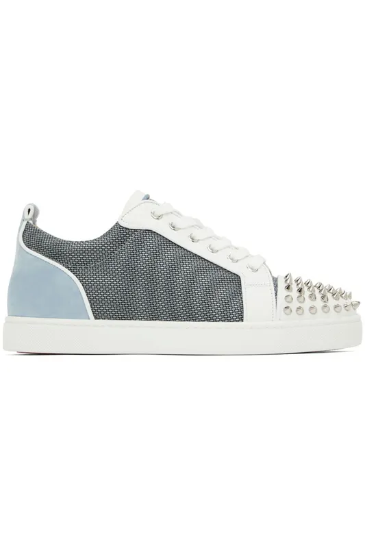Christian Louboutin Louis Junior Spikes White Grey Blue (3220170 CMA3)