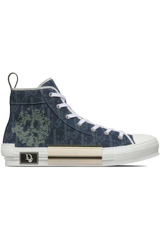 Dior Sneaker B23 High-Top Sneaker Blue Oblique and Peace Sign Dior Tears Denim (3SH126ZWZ_H580)