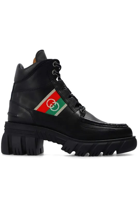Gucci 60mm Romance Leather Combat Boot Black (Women’s) (663594 DTNE0 1080)