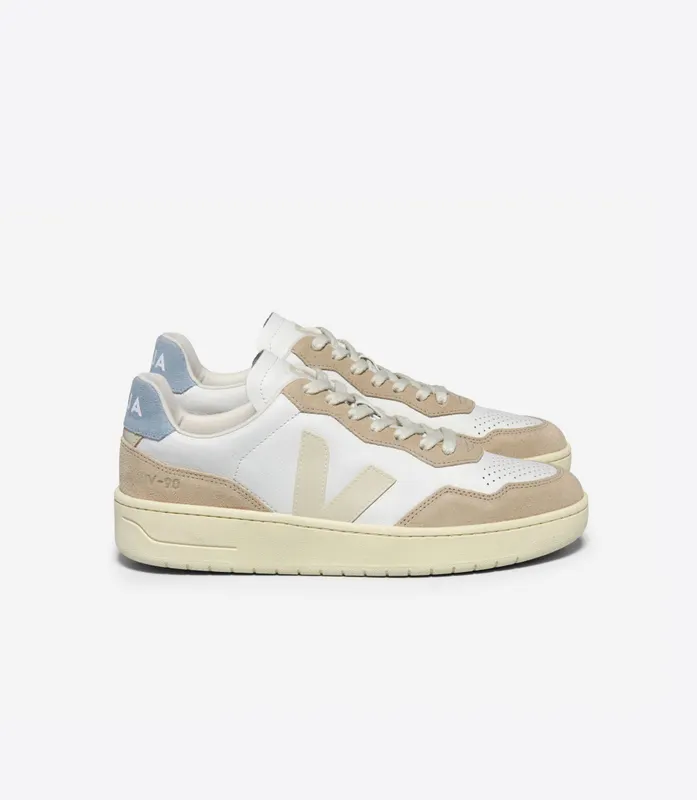Veja V-90 LEATHER WHITE PIERRE STEEL (VD2003705A)