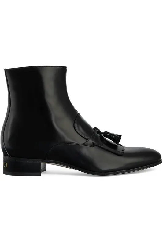 Gucci Frontal Tassels Detail Ankle Boot Black (714688 DS8S0 1000)