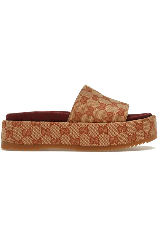 Gucci GG Supreme Platform Sandal Dark Red (Women’s) (573018KQW008366)