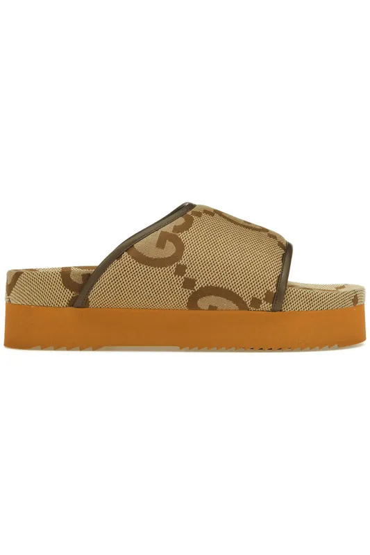 Gucci Jumbo GG Platform Slide Camel Ebony Monogram (Women’s) (700301-UKM60-2593)