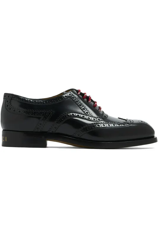 Gucci Lace Up Shoes Black Red (723694 DS800 1000)