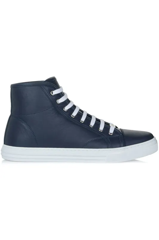 Gucci Leather High Top Sneaker Dark Blue (423300 A9L00 4009)