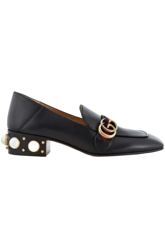 Gucci Leather Mid-Heel Loafer Black (Women’s) (423559 DKHC0 1061)
