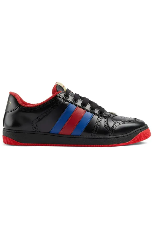 Gucci Leather Screener Sneaker Black Blue Red (722602 AAA9P 1093)