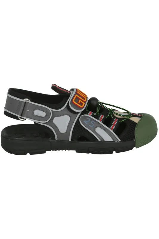 Gucci Tinsel Sports Sandal Black Silver Green (563484 98D10 8461)