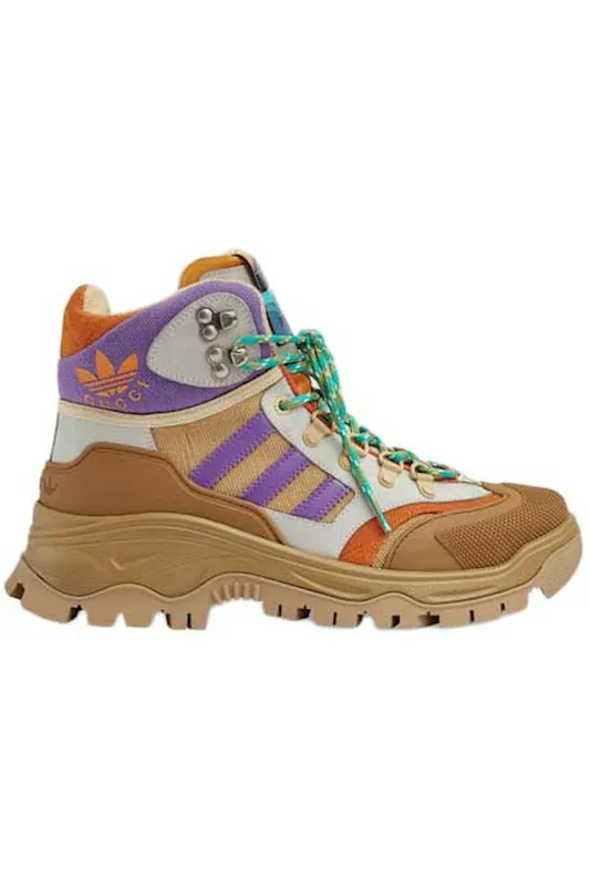 Gucci x Adidas Laced Up Boots Brown Purple (Women’s) (721394 FAAW5 9762)