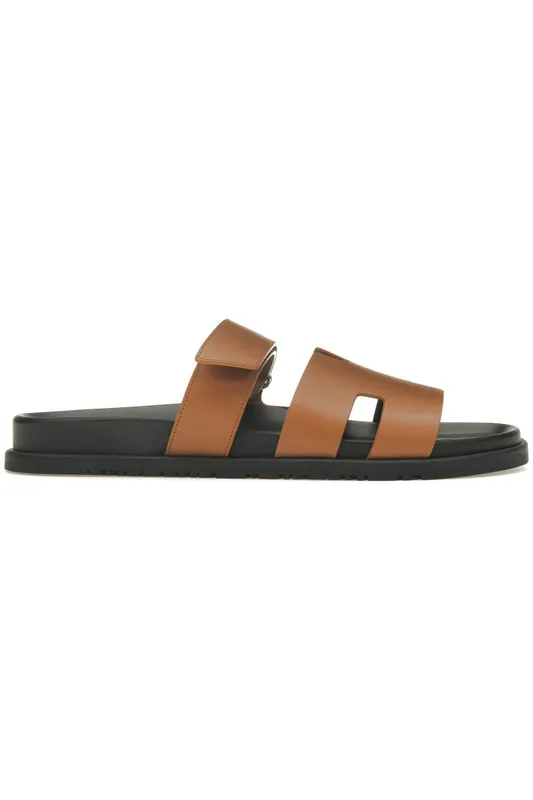 Hermes Chypre Sandal Naturel Black Smooth Calfskin Leather (M) (H222000Z / H222000ZH-43415)