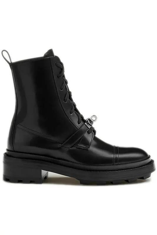 Hermes Funk Ankle Boot Noir Calfskin Leather (H222070Z 02350)