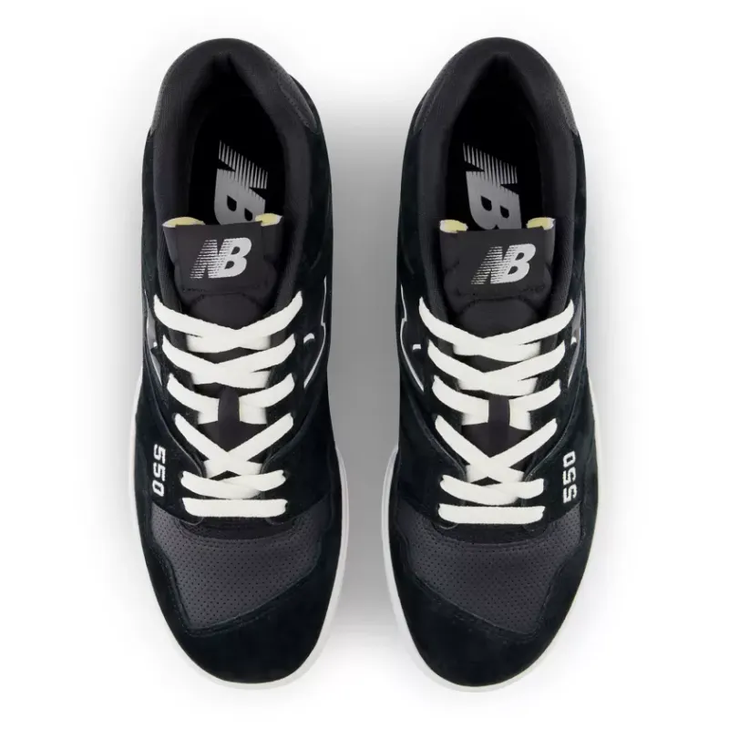 New Balance 550 Suede Perforated Leather Black White (BB550PRA)