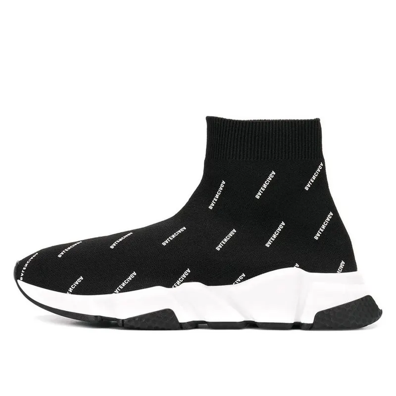 Balenciaga Speed Allover Logo Trainer Black Yellow (567014w06501047)
