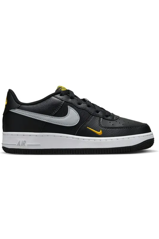 Nike Air Force 1 Low Black Wolf Grey Gold Mini Swoosh (GS) (FD9772-001)