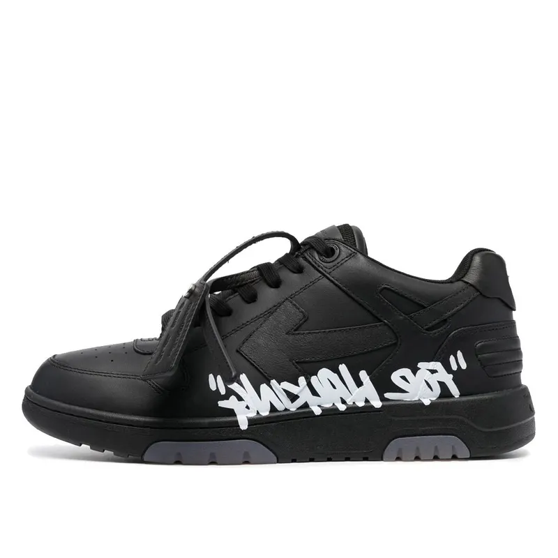 Off White Out Of Office OOO Low Top Sneaker For Walking Triple Black (OMIA189S21LEA0041001)